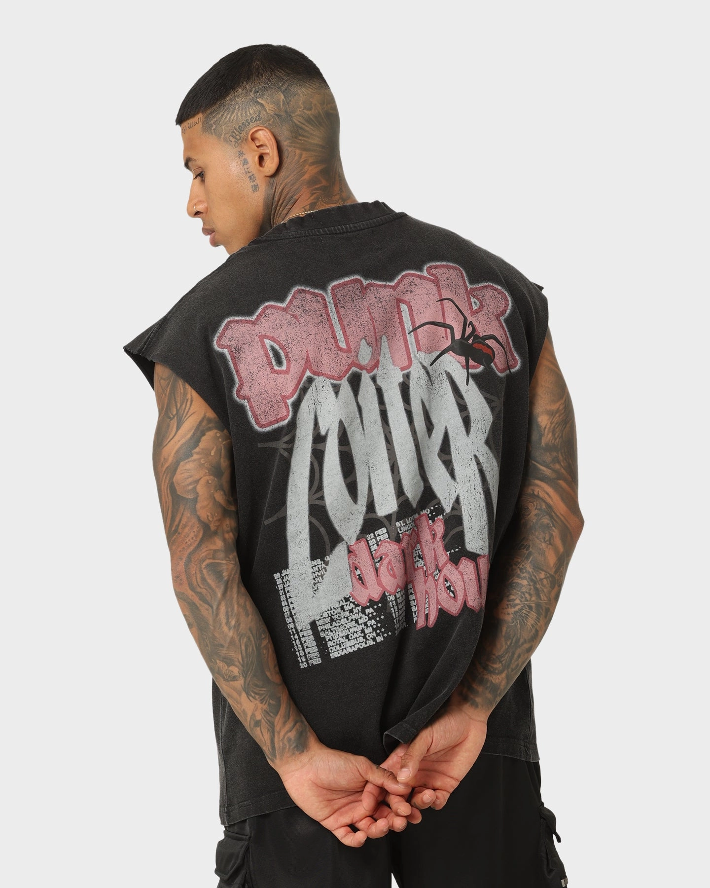 GentleWashResistance Quick Wear Loiter Dark Hours Oversized Vintage Muscle T-Shirt Vintage Black