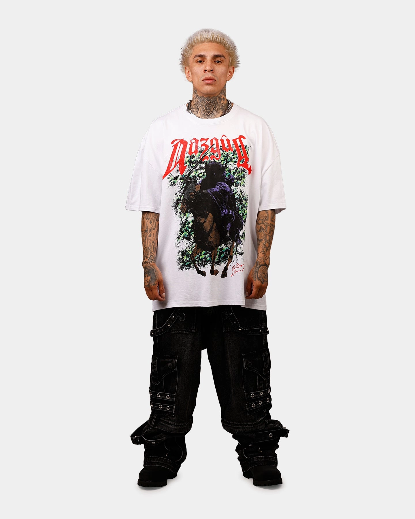 American Thrift X The Lord Of The Rings Nazgul Heavyweight Vintage T-Shirt White Linen blend Breathable Fit