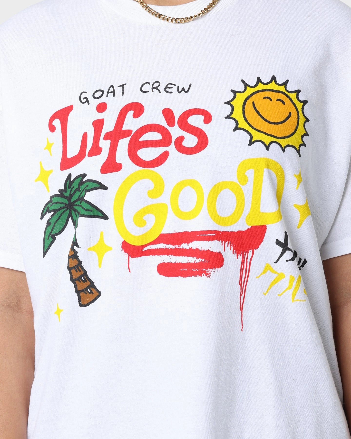 Street Fashion Goat Crew Life Is Good T-Shirt White