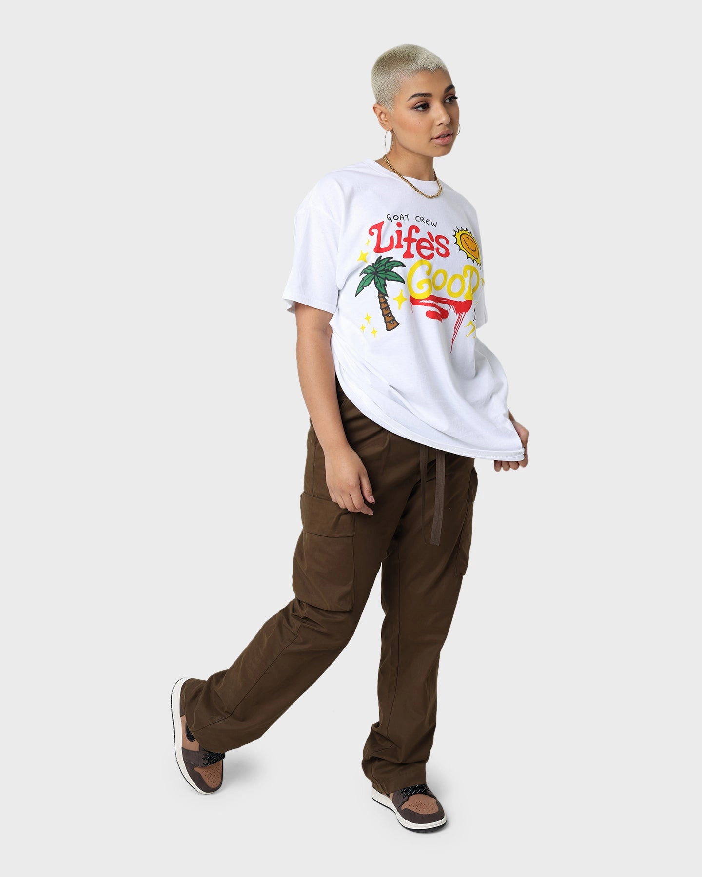 Recycled Material Trendy popularity Goat Crew Life Is Good T-Shirt White