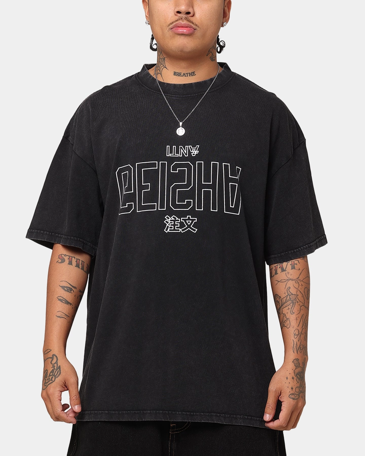 The Anti Order Geisha T-Shirt Black Acidwash Eco Friendly Material