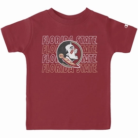 Champion Toddler Seminole Logo/Repeat Florida State Design Short Sleeve T-shirt - Garnet Eco Conscious Production Buttery Soft Fabric