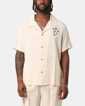 Non Irritating Tags Soft touch finish XXIII Desert Flower Linen Button Up Shirt Off White