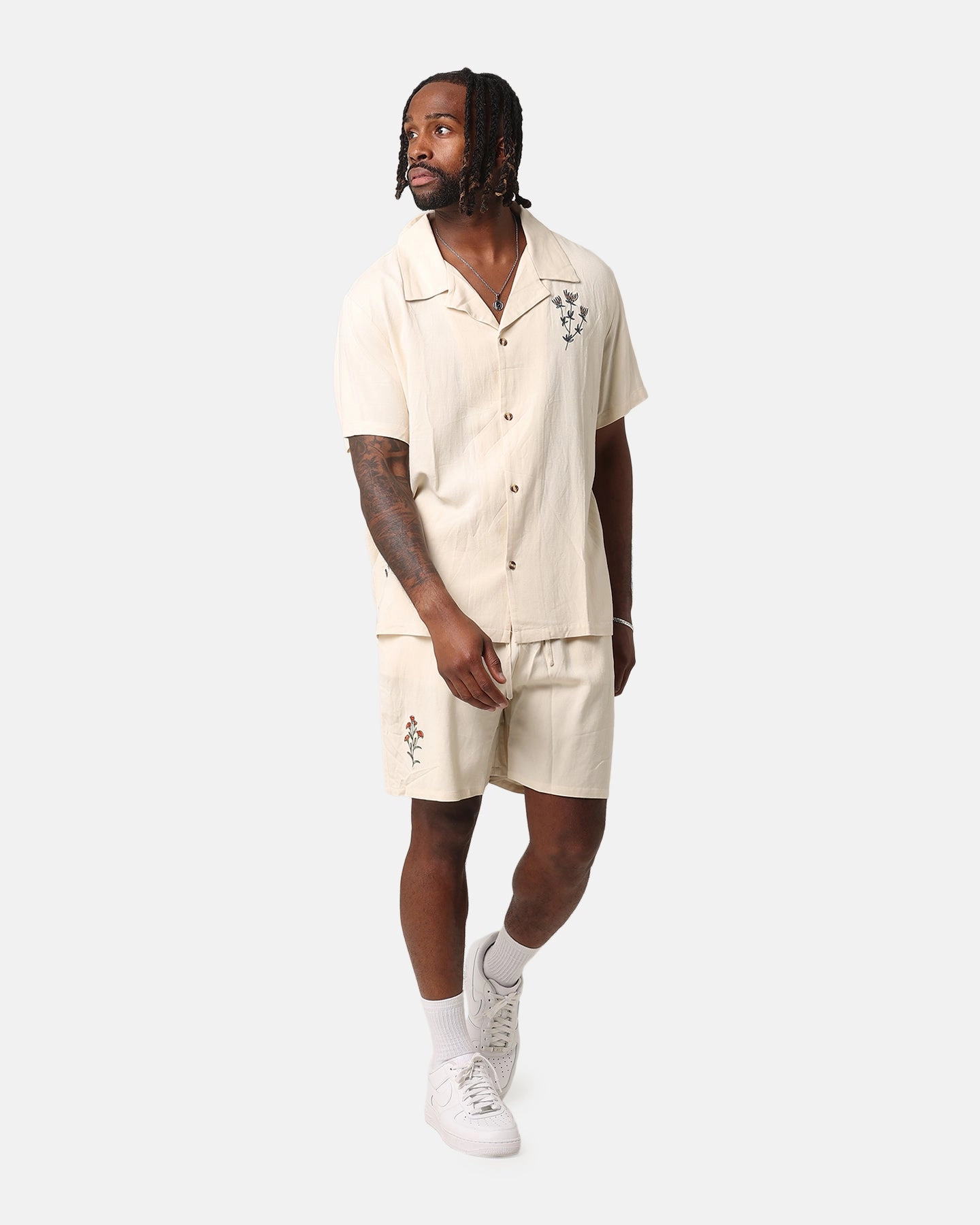 Lightweight Layer Casual Friday XXIII Desert Flower Linen Button Up Shirt Off White