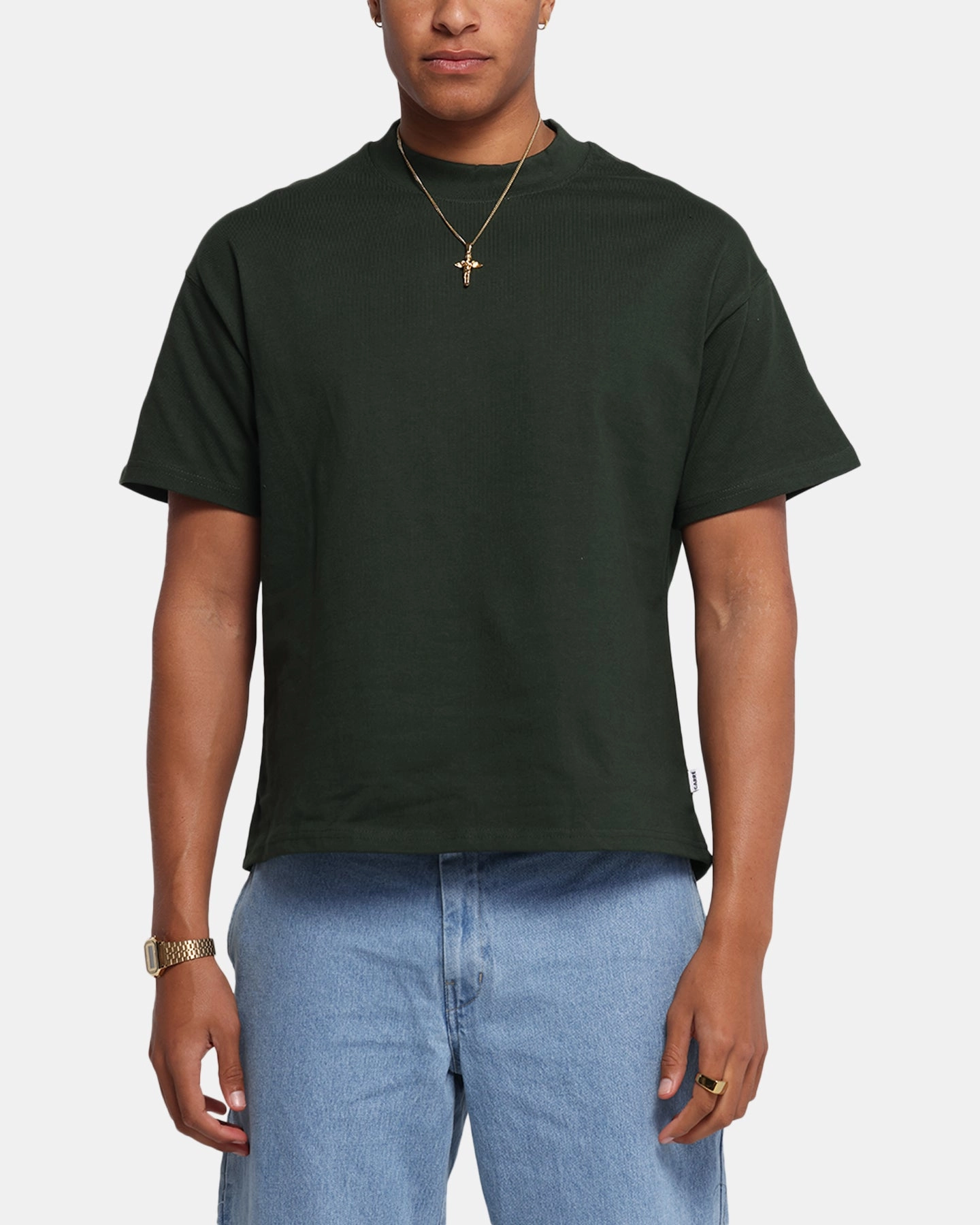 Cool Design Reinforced Hems Carr?? Blanc T-Shirt Dark Green