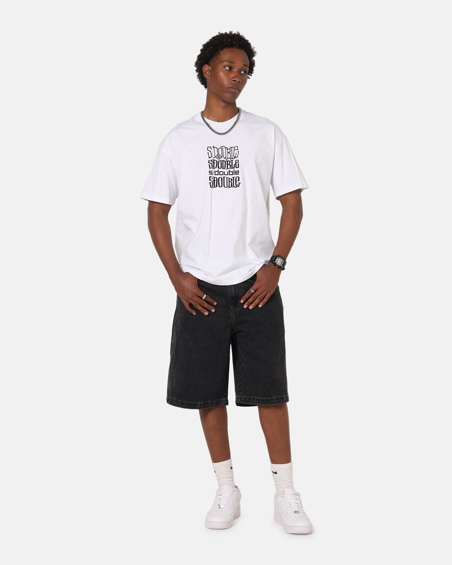 Cozy Vibe Wear S Double Logofest T-Shirt White