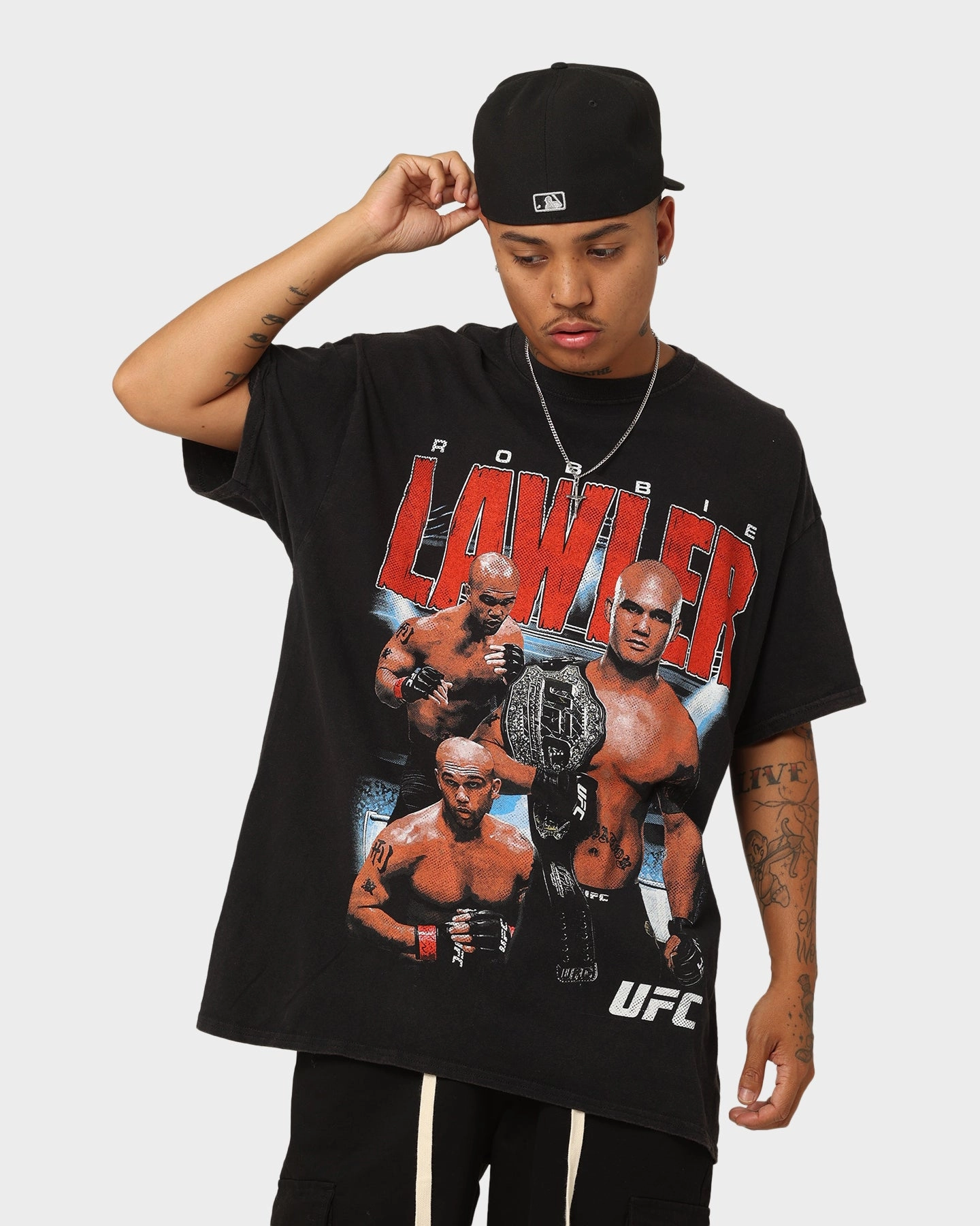 UFC By Goat Crew Robbie Lawler Vintage T-Shirt Black Wash yoga clothing TemperatureControl Fabric