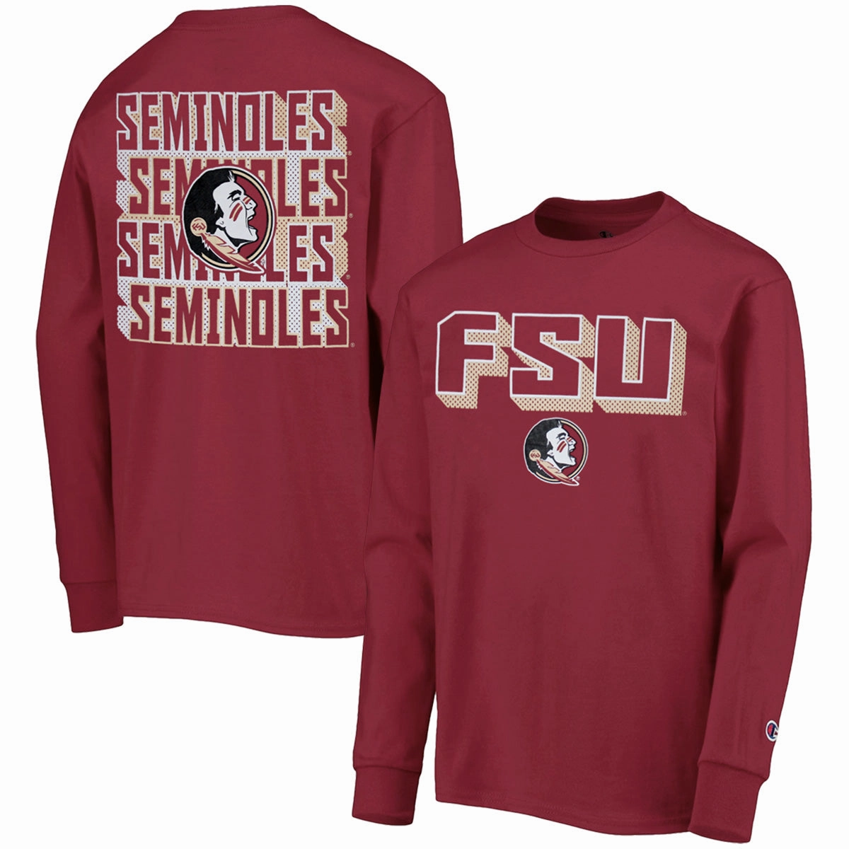Champion Youth FSU/Seminoles Design Long Sleeve T-shirt - Garnet Sporty Style Wear Fur combination