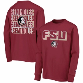 Champion Youth FSU/Seminoles Design Long Sleeve T-shirt - Garnet Sporty Style Wear Fur combination