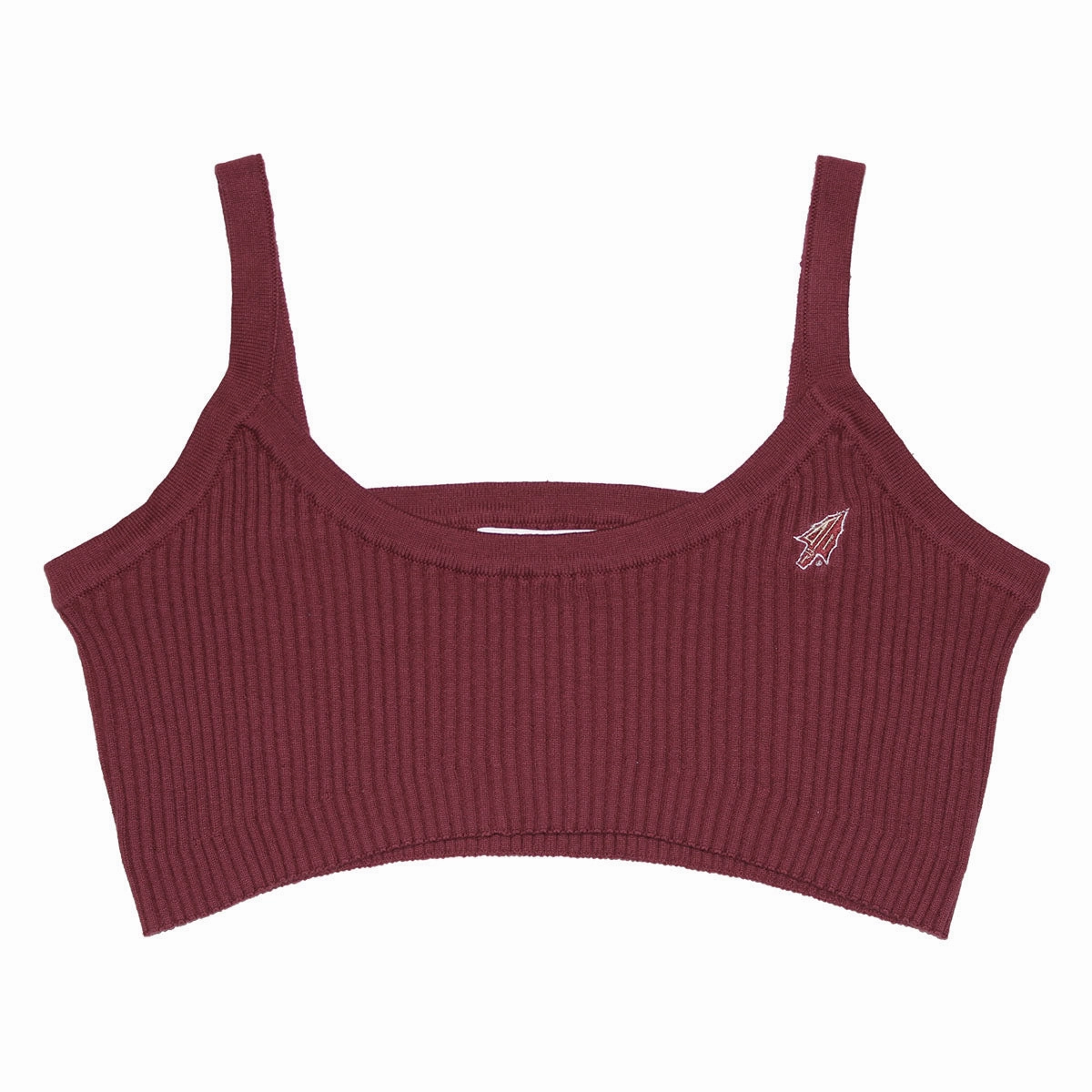 Dynamic Motion Panels Emerson Street Women's Arrowhead Logo Solid Knit Bra Top - Garnet