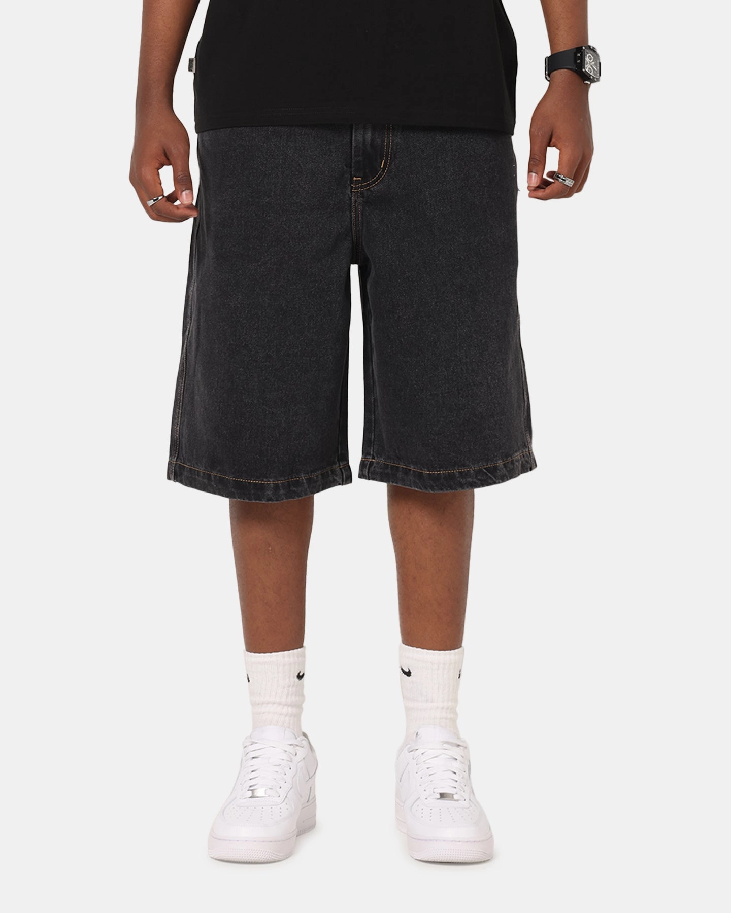 X-Large Bull Denim 91 Shorts Washed Black Stretch Woven Fabric
