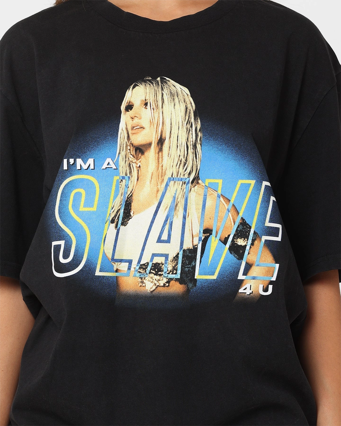 Layered Style Britney Spears Slave Vintage T-Shirt Washed Black