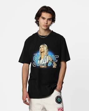 Durable Colorfast Finish Britney Spears Slave Vintage T-Shirt Washed Black