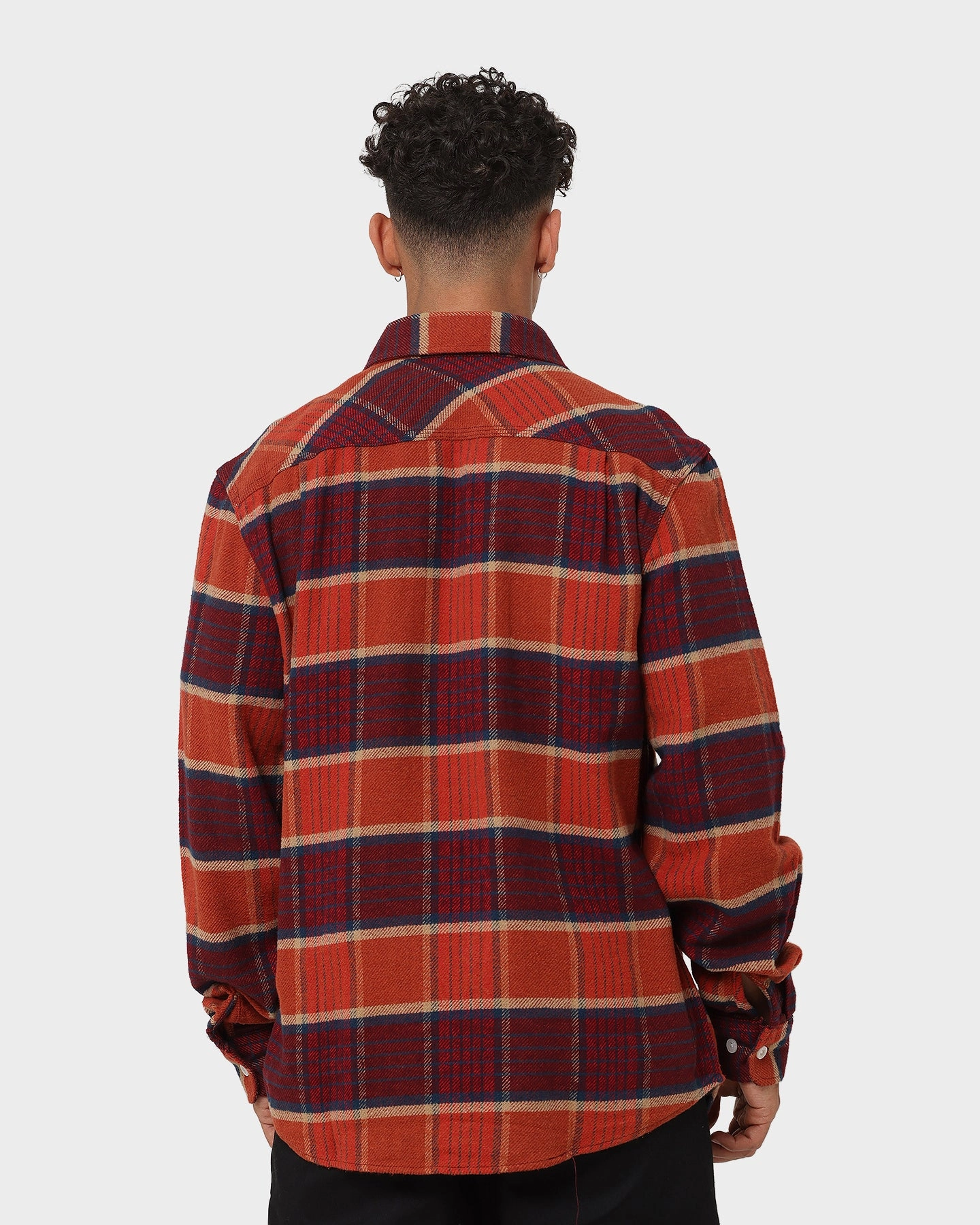 Adaptive Fit Brixton Bowery Flannel Jacket Mahogany Plaid