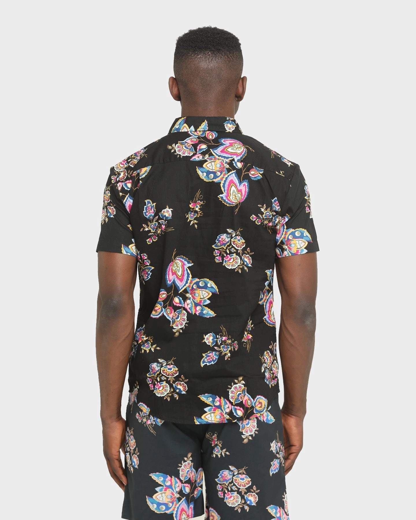 Brixton Charter Print Short Sleeve Woven Shirt Black/Purple Outdoor Activity Soft Touch