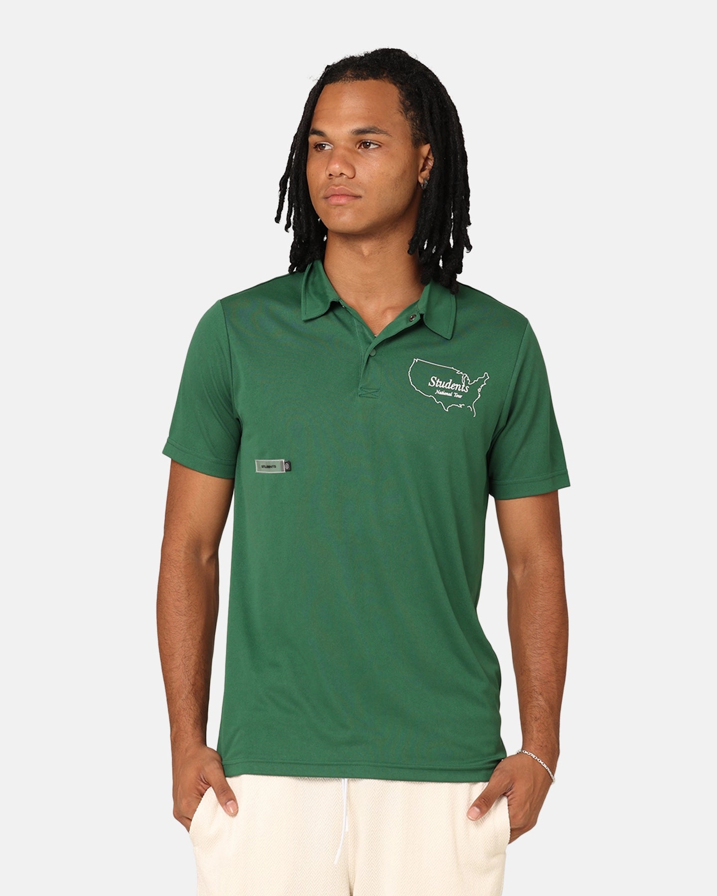 Students Golf The Tour Polo Shirt Green SoftCheckered Weave Holiday Outfit