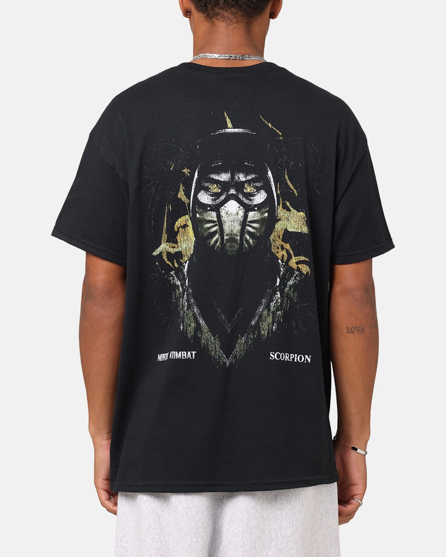 Goat Crew X Mortal Kombat Scorpion Fire T-Shirt Black Easter Skin Friendly Lining