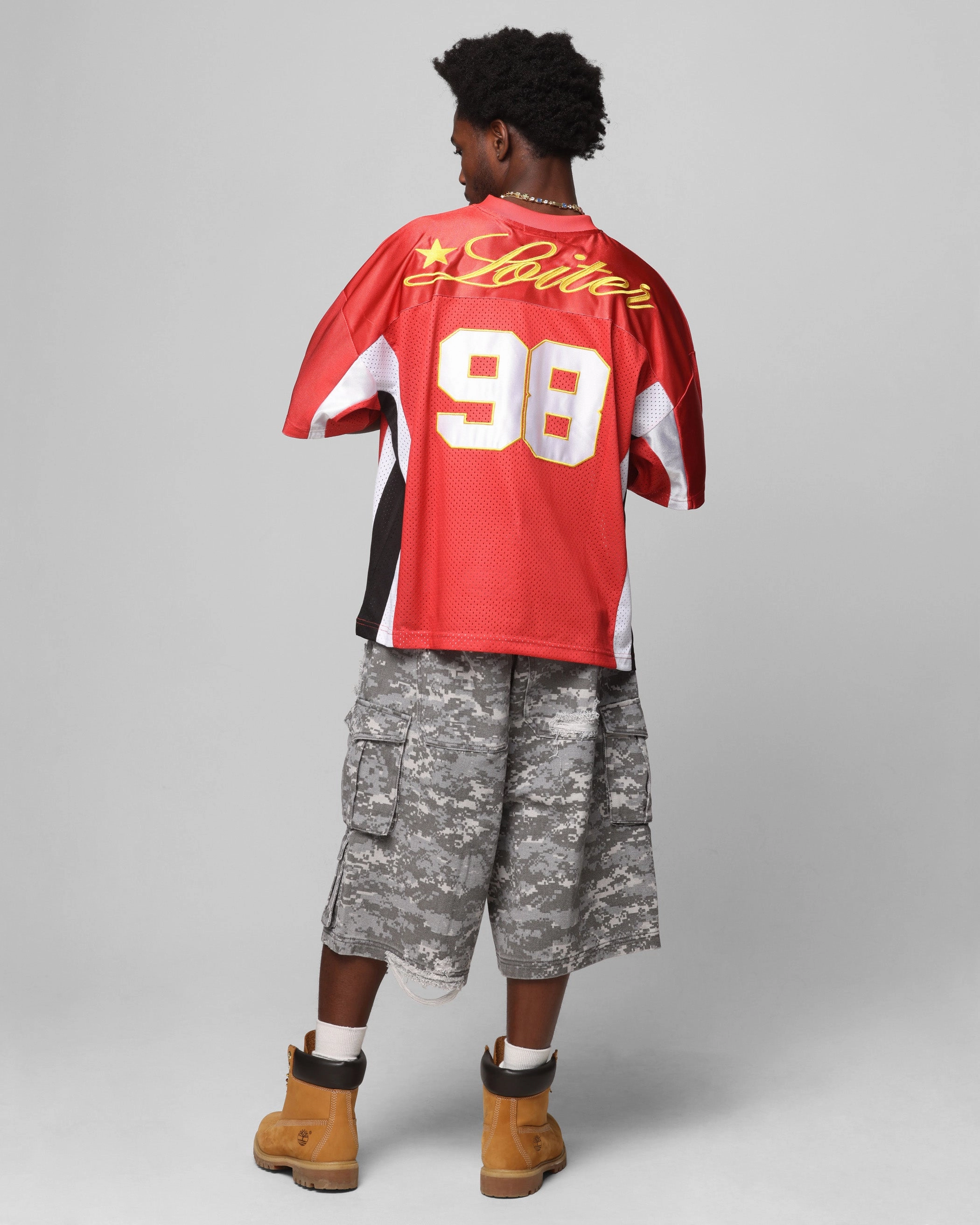 Loiter End Zone Jersey Red Lockstitch Detailing Comfort Fit Design