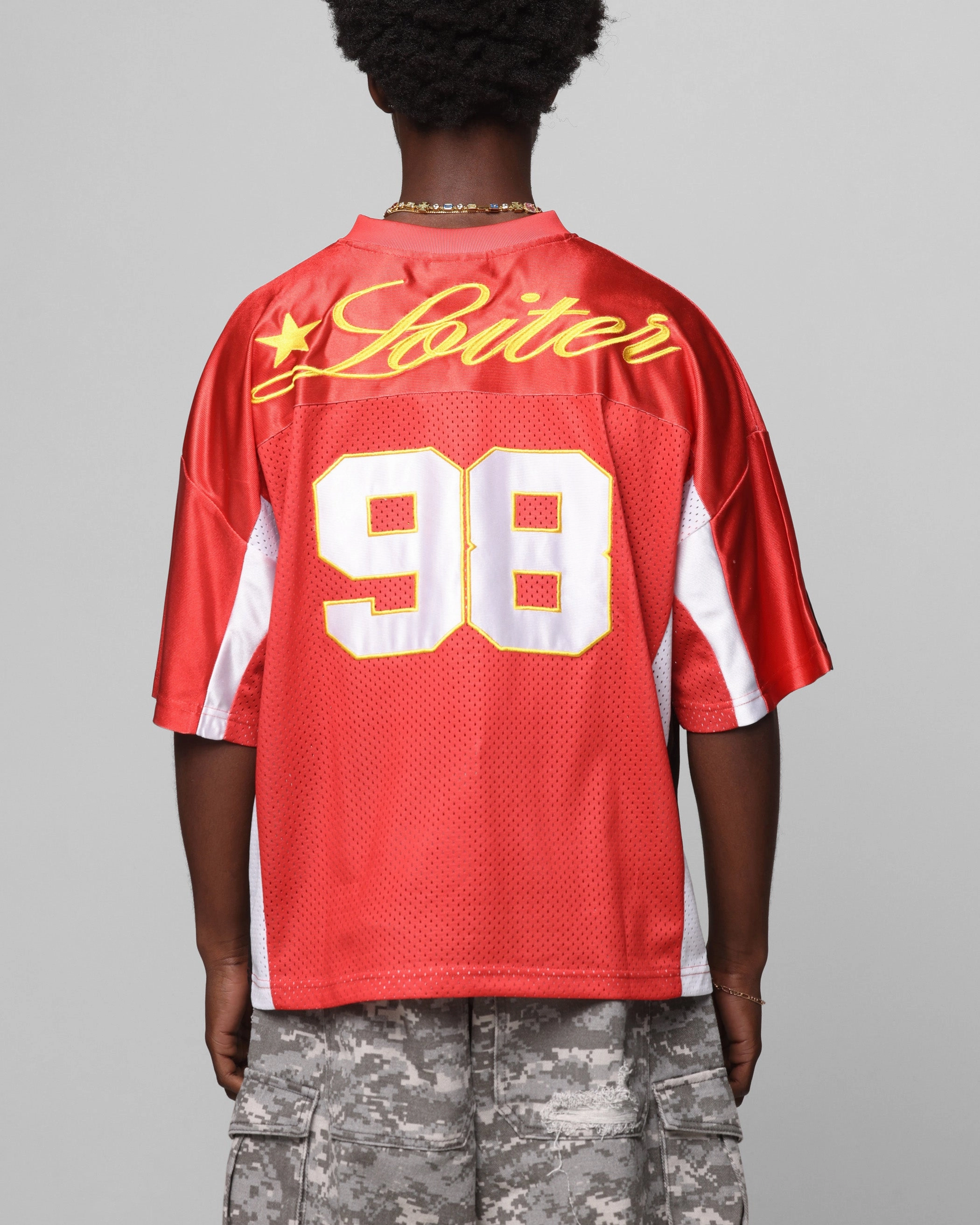 Smooth Flatlock Stitching Loiter End Zone Jersey Red