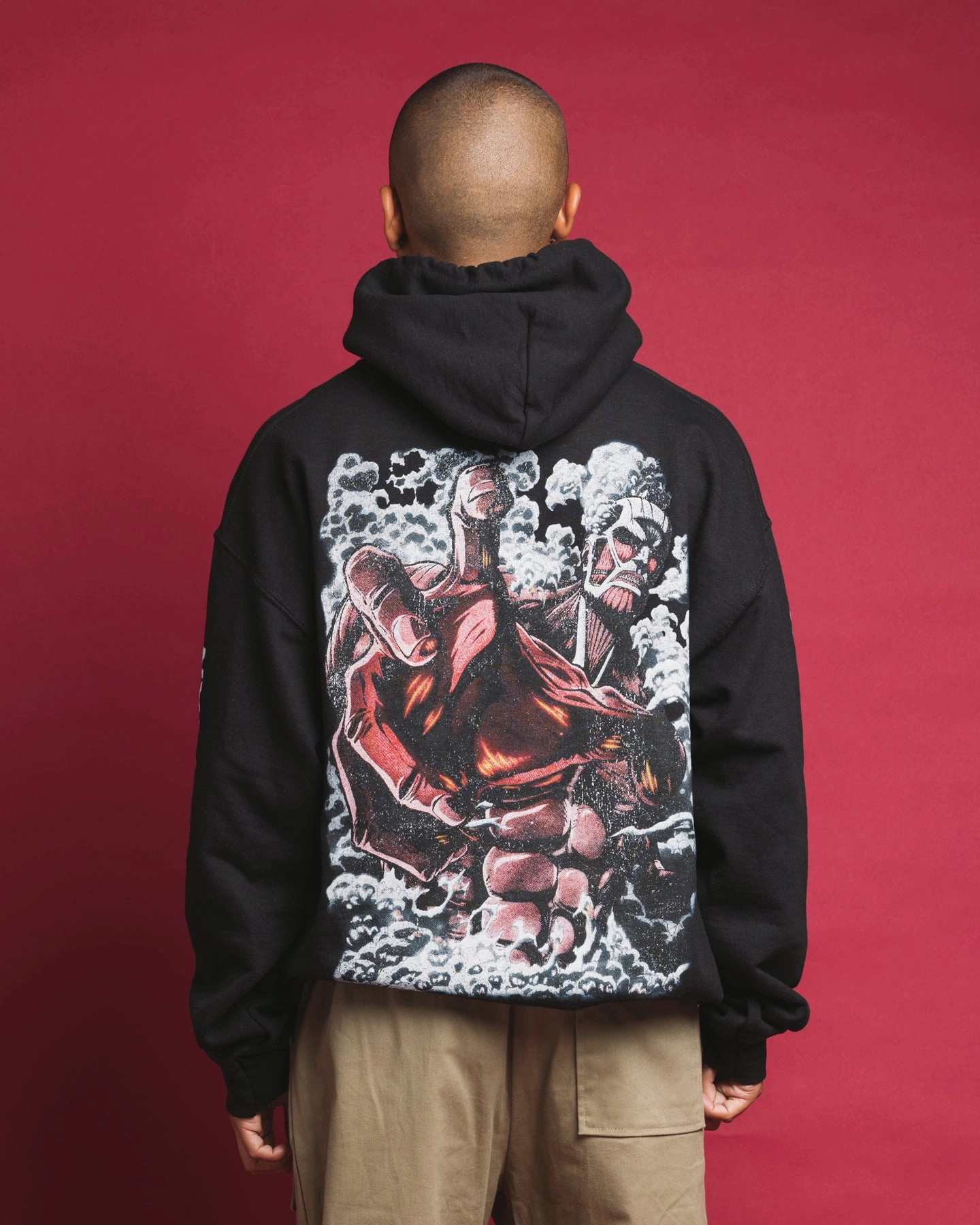 suitable for mountain hikes Patience Goat Crew X Attack On Titan Colossal Titan Vintage Hoodie Black