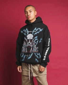 Goat Crew X Attack On Titan Colossal Titan Vintage Hoodie Black suitable for offline stores