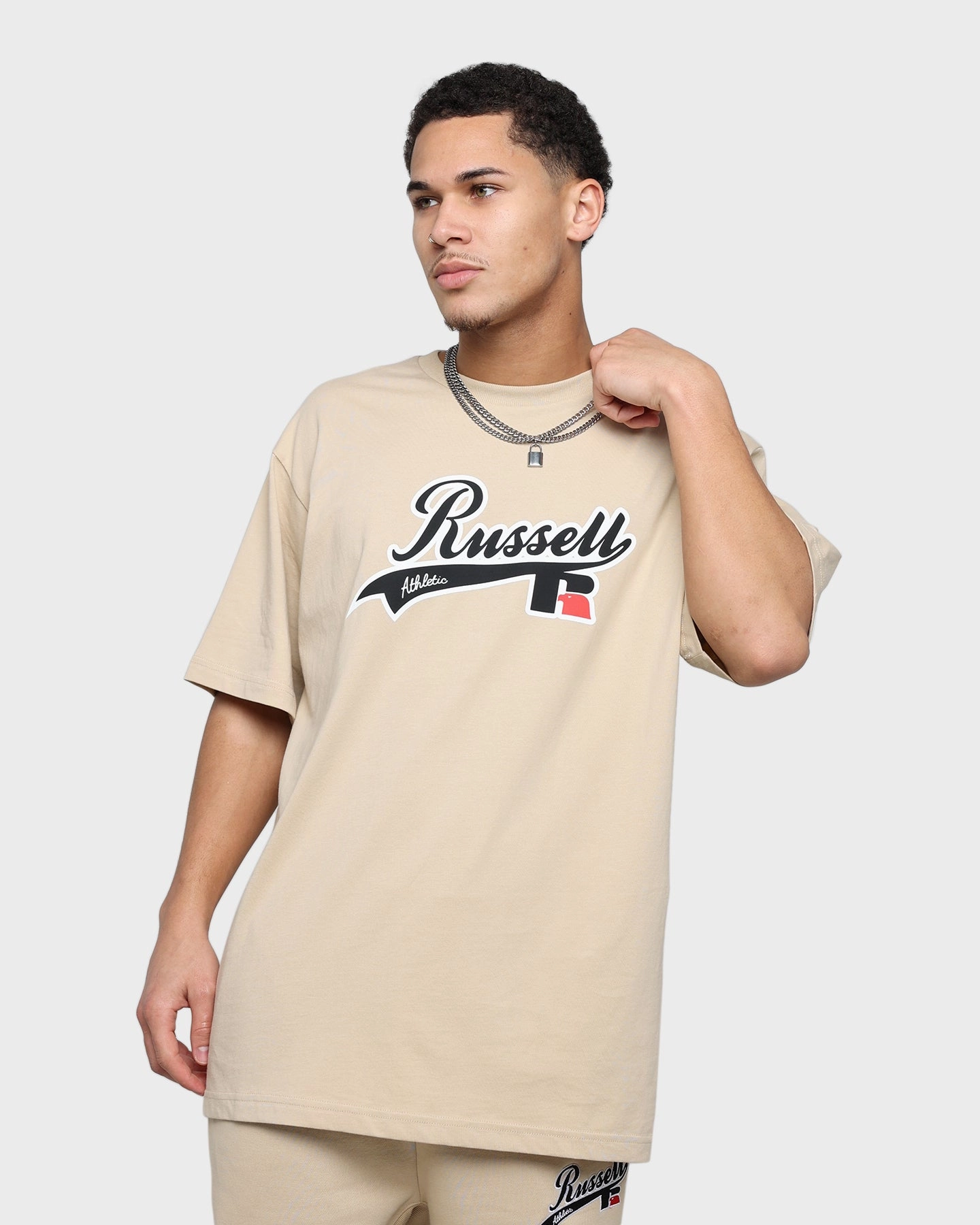 Russell Athletic Oversized T-Shirt Stone Ventilation Grommets