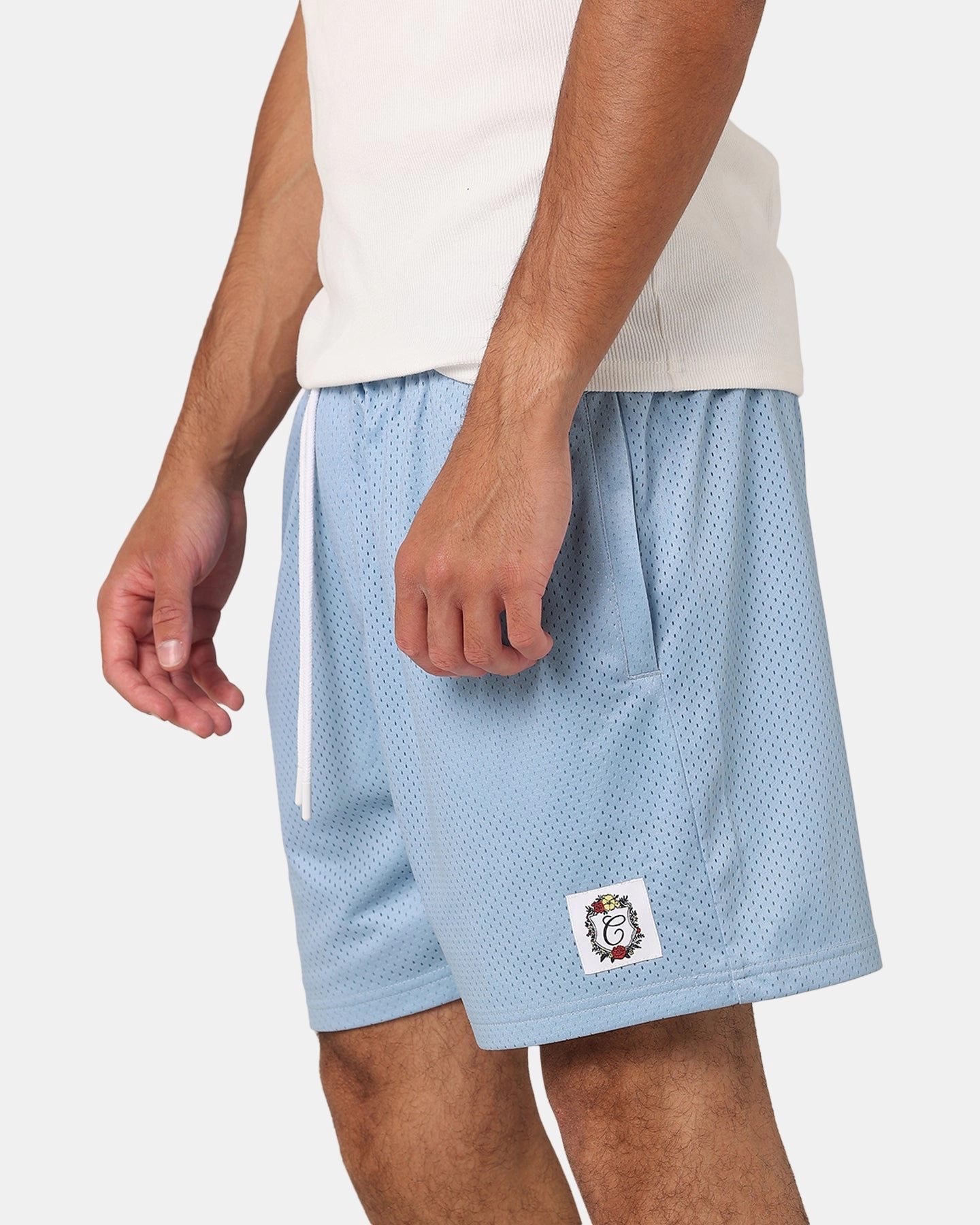 Unique Pattern Carre Floral Baller Shorts Light Blue