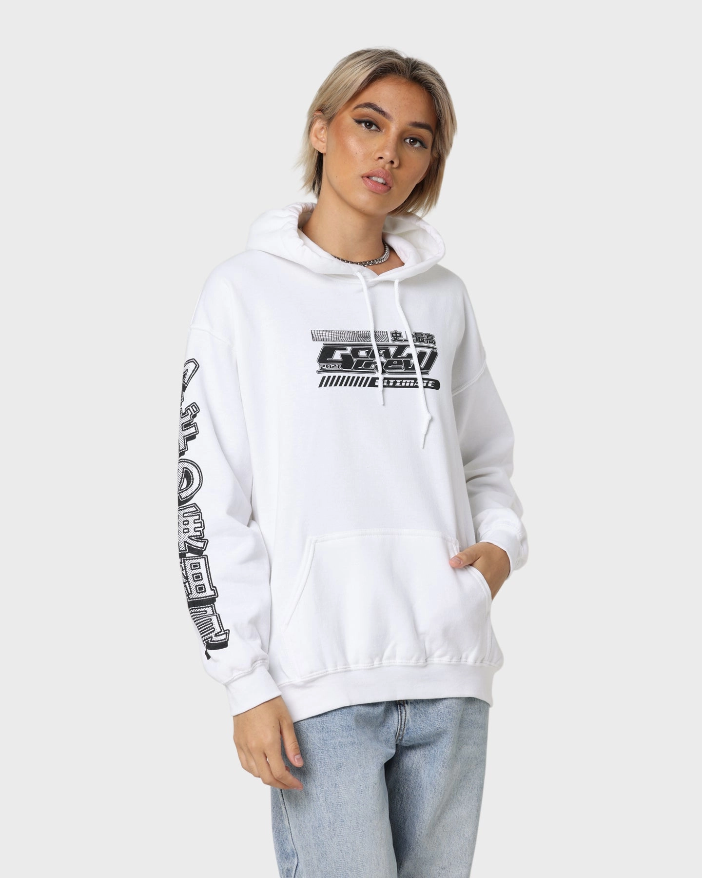 Goat Crew Anime Hoodie White Tie