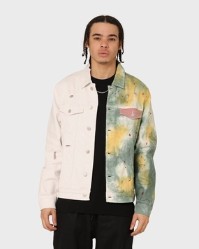 Project En Noir Inc Cash Denim Jacket Green Tiedye