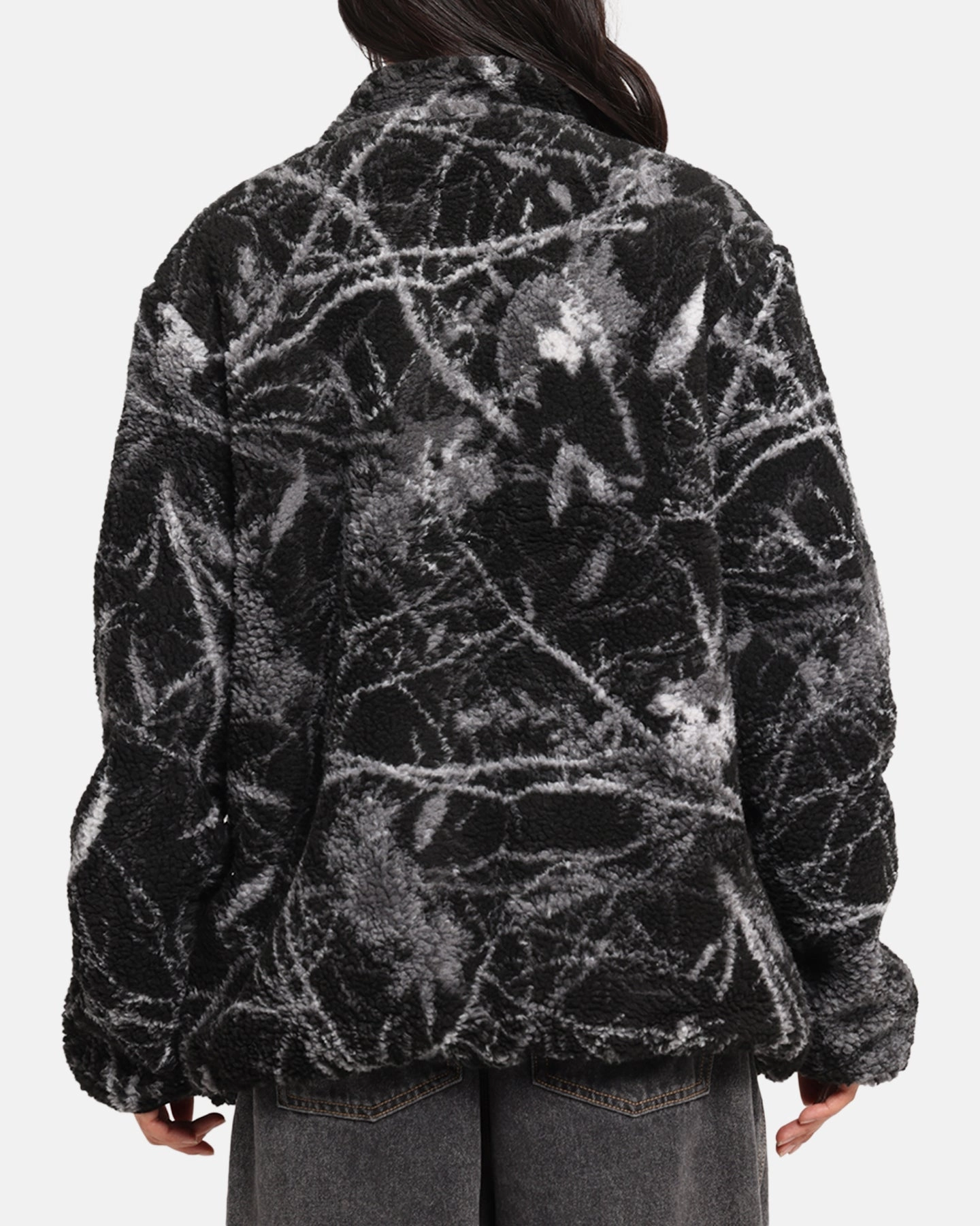 X-Large Camo Reversible Sherpa Jacket Black Chic Look