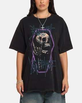 Men's Simple and Light Bullet For My Valentine Metal Skull T-Shirt Black Vintage