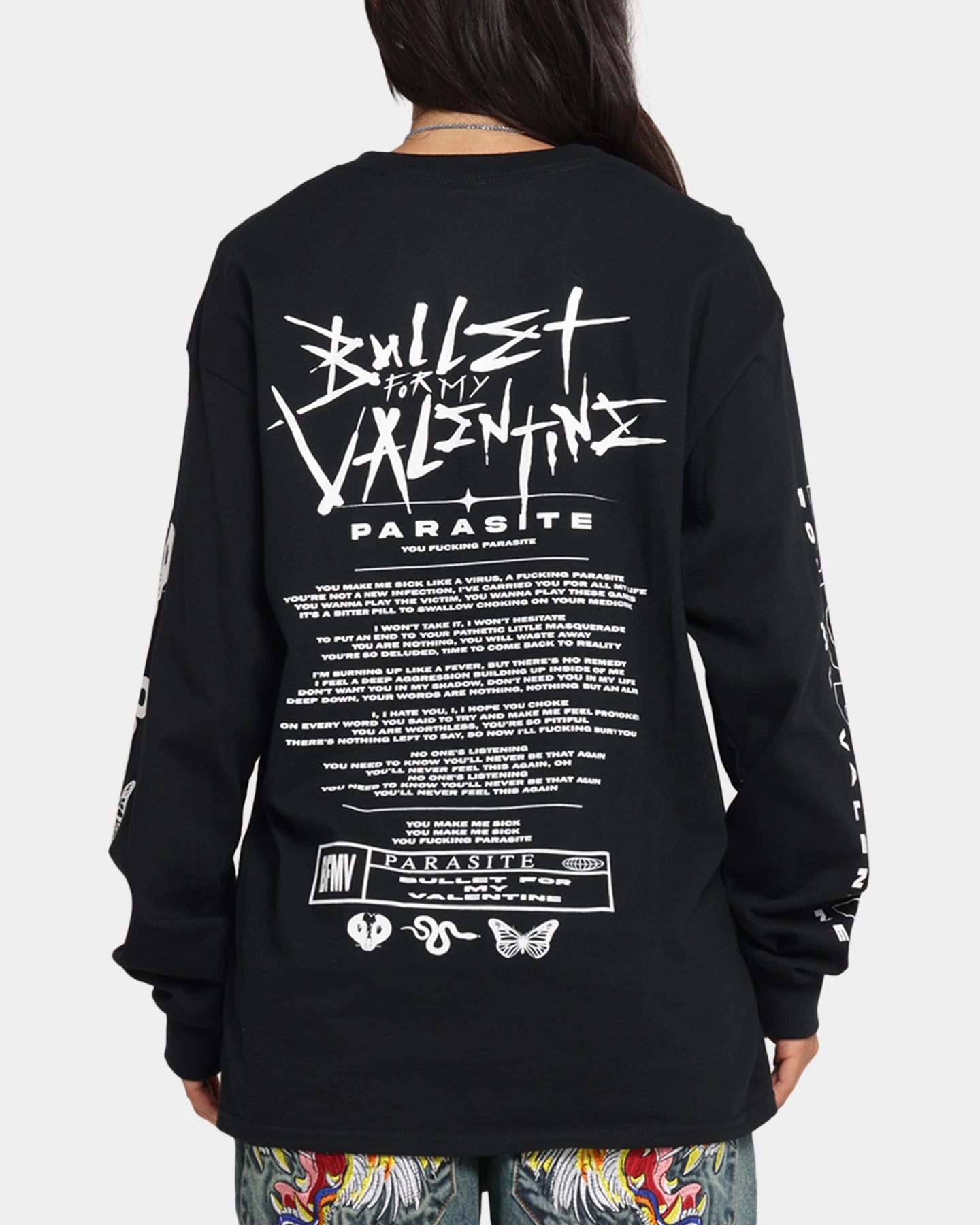 Bullet For My Valentine Parasite Long Sleeve T-Shirt Black Curved Hem