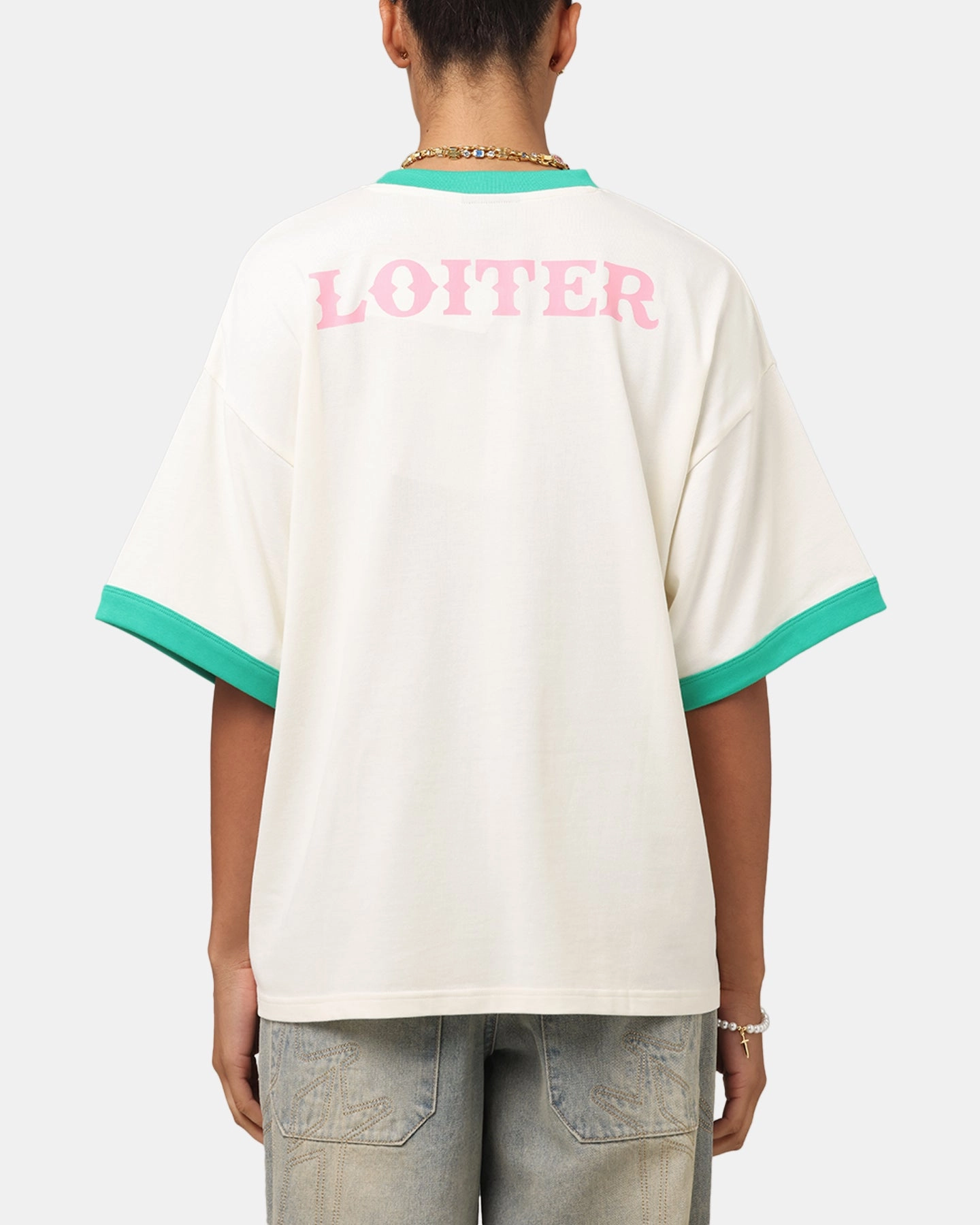 Loiter Western Front Ringer T-Shirt White/Green Summer Wardrobe