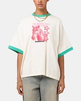 High Density Fabric birthday party Loiter Western Front Ringer T-Shirt White/Green