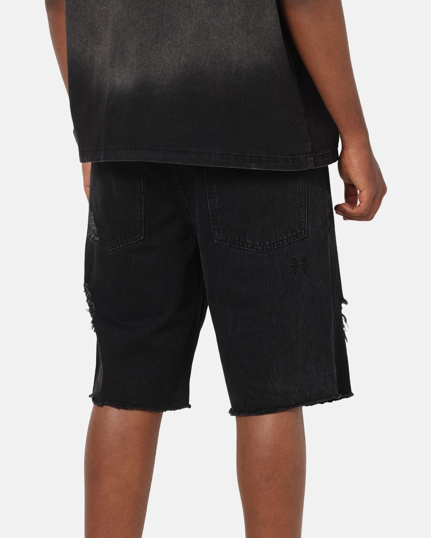 Sporty Style Saint Morta Halo Damage Jorts Black
