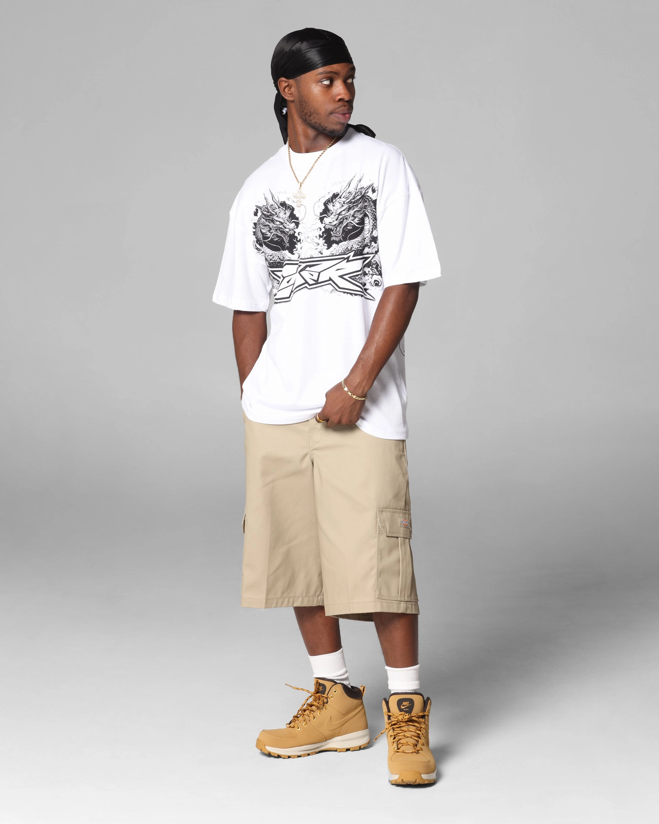 Collared Reinforced Hems Loiter Draco Born T-Shirt White
