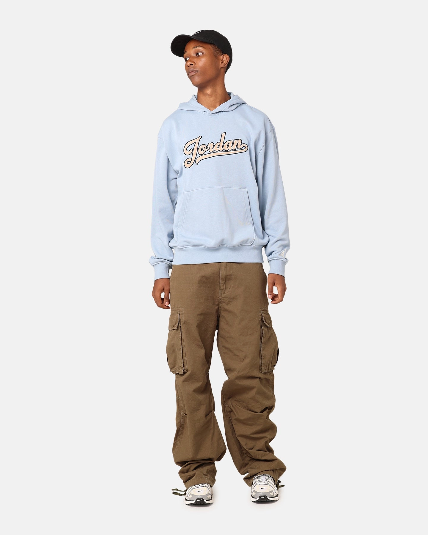 Windbreaker Tech Taped Zippers Jordan Flight MVP Fleece Pullover Hoodie Blue Grey