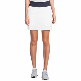 Breezy Fit Push Button Closure Callaway 17" High Waist Color Block Golf Skirt (with Back Pleats) Brilliant White - SP25 Women