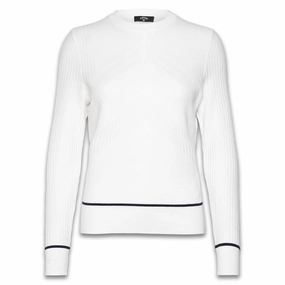 Touchscreen Compatible Cuffs Callaway Multi-Stitch Chevron Golf Sweater (with Tipping) Brilliant White - SP25 Women
