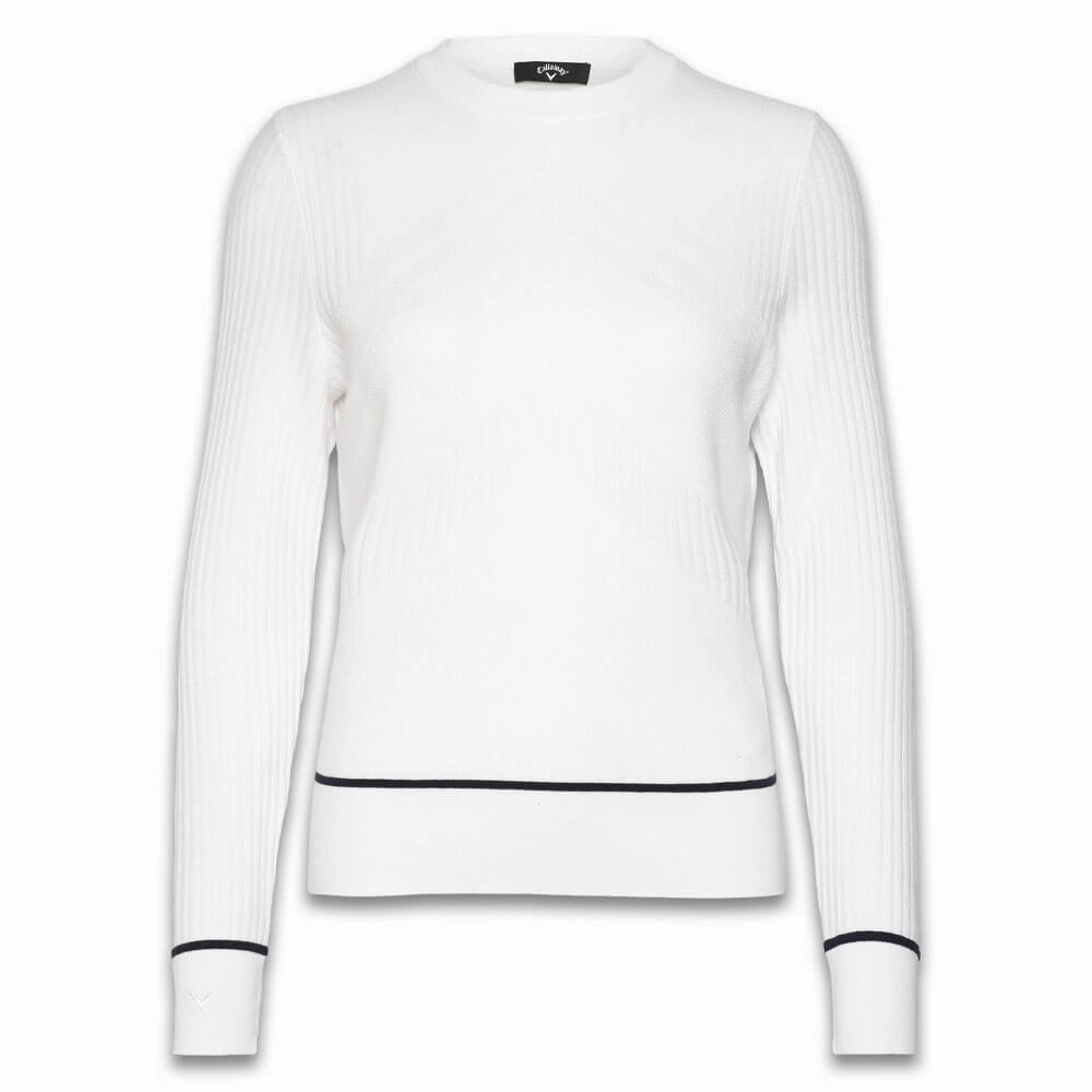 SeamlessBonding Heavyweight Warmth Callaway Multi-Stitch Chevron Golf Sweater (with Tipping) Brilliant White - SP25 Women