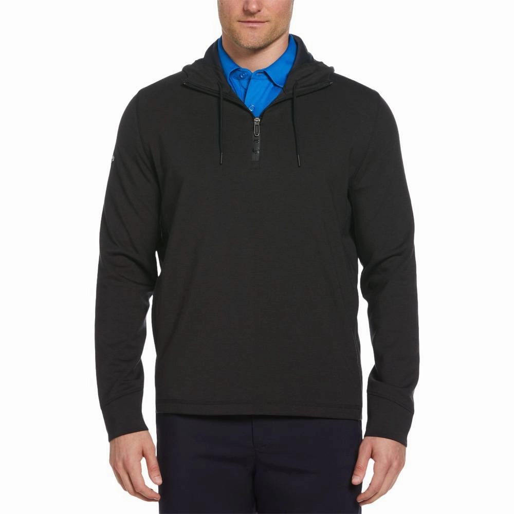 Callaway Premium Aquapel 1/4 Zip Hoodie Golf Jacket Black Heather - SS25 Men fire support