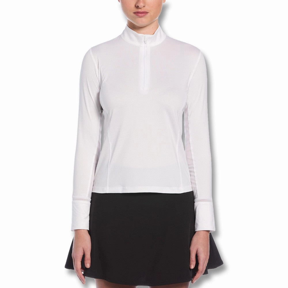 Callaway Waist Length Sun Protection Golf Pullover Brilliant White - SP25 Women Quilted Interior Ultraviolet Protection