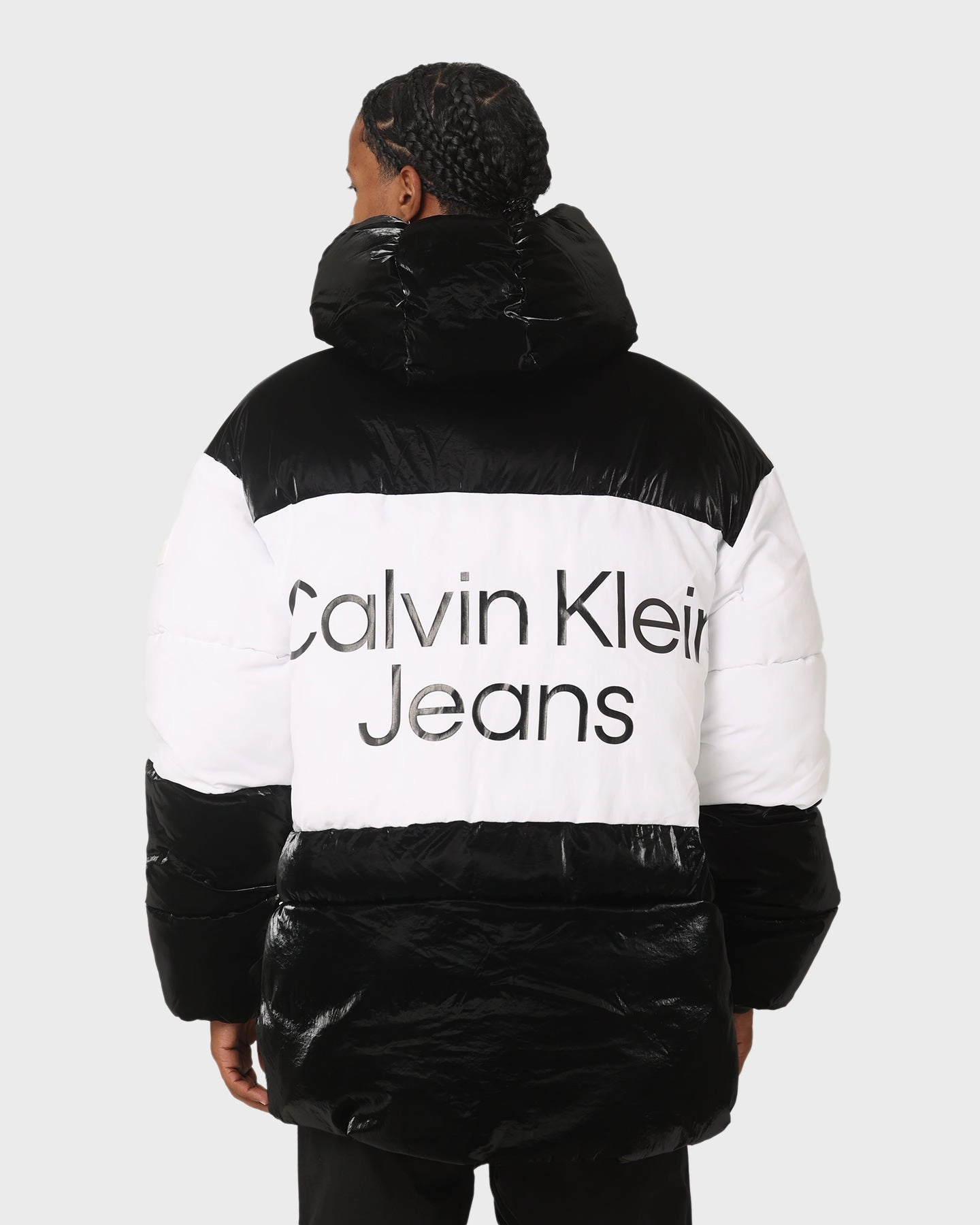 Calvin Klein Bold Logo Colourblock Puffer Jacket Ck Black/Bright White Taped Edges