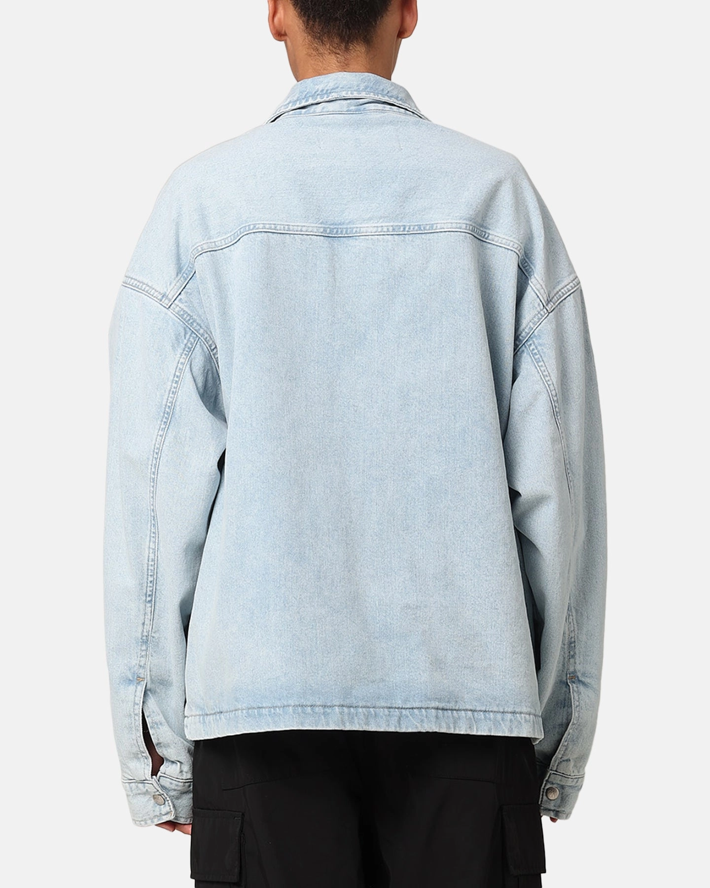 Headband floral Calvin Klein Denim Pop Over Quarter Zip Jacket Light Blue