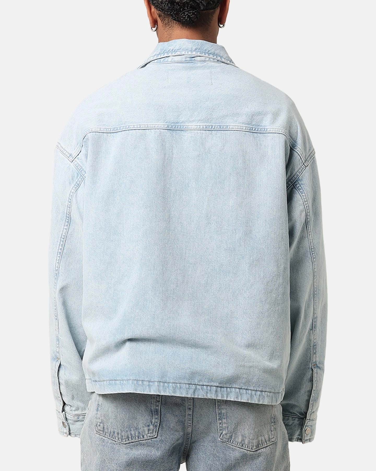 Adaptive Fit Layered Protection Calvin Klein Denim Pop Over Quarter Zip Jacket Light Blue