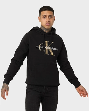 Involve Wrinkle-Resistant Calvin Klein Monogram Hoodie Tawny Black/Gold/White