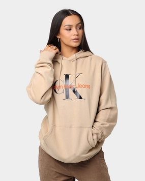 Calvin Klein Monogram Hoodie Tawny Sand/Black Reflective Piping everyday staple