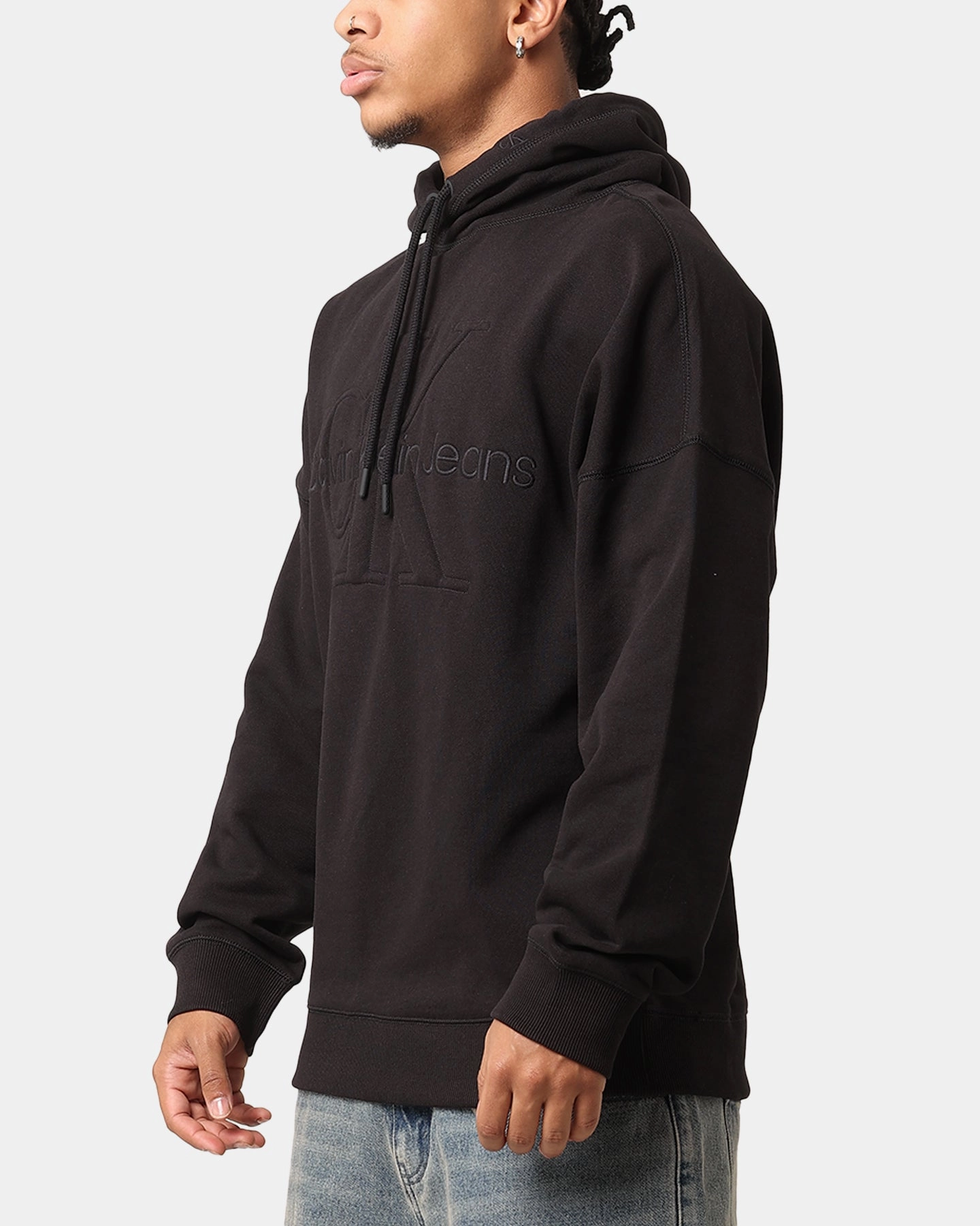 men's fashion Calvin Klein Premium Monologo Hoodie Black