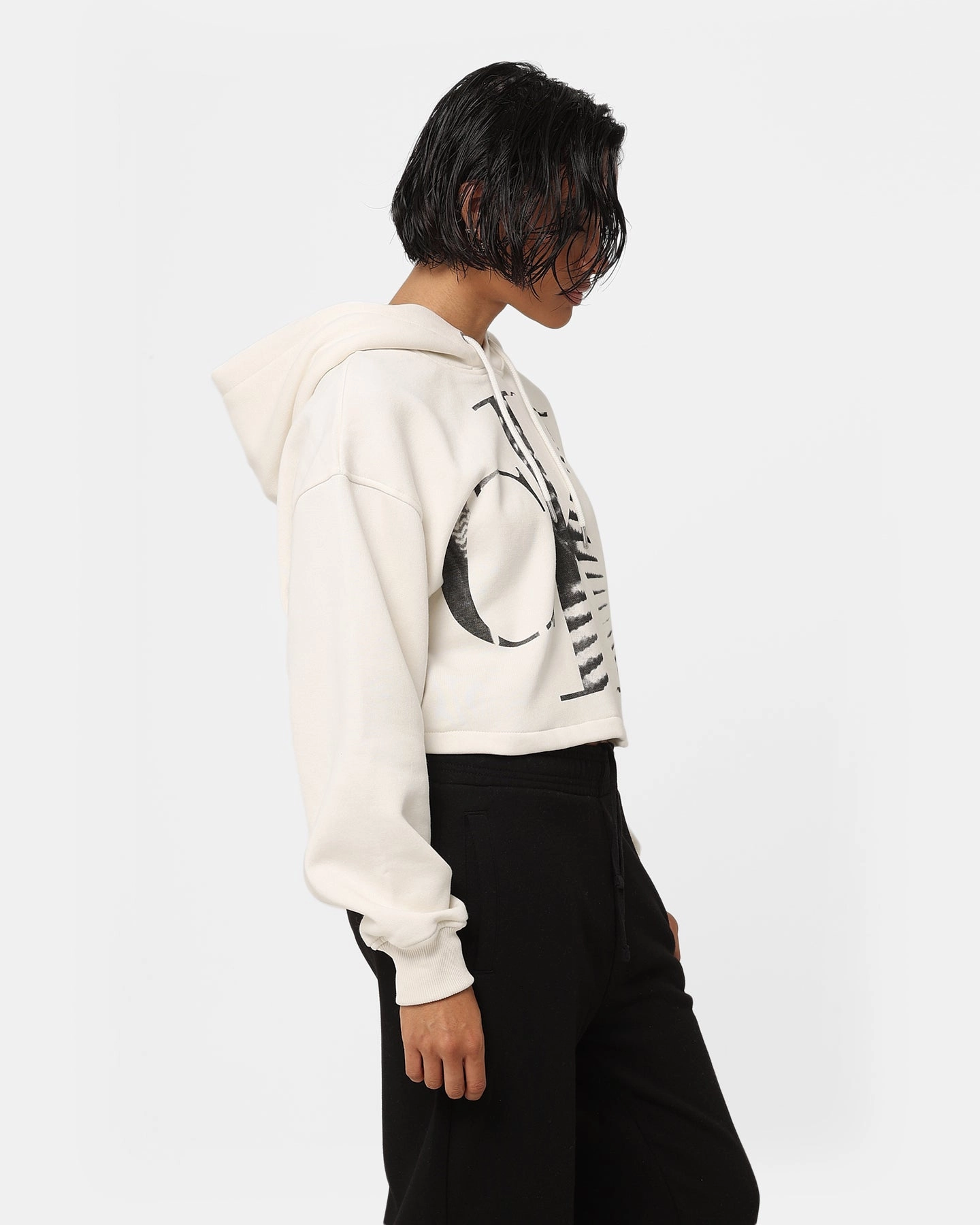 Gore-Tex Hydrostatic Rating Tested Calvin Klein Women's Blown Up CK Hoodie Ivory