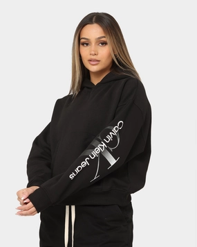 NonIrritating Tagless Neck Calvin Klein Women's Gradient Monologo Hoodie Ck Black